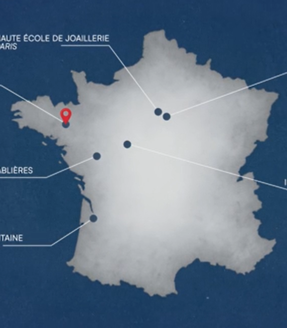 Carte de l’Hexagone où figurent les six écoles participant au concours